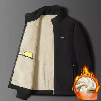 Осенне-зимний флисовый топ для свободной и толстой флисовой куртки Повседневная и теплая флисовая куртка Кардиган L чёрный