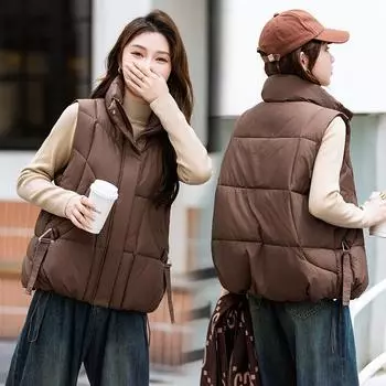 Осенне-зимний хлопковый жилет женский жилет большого размера женский жилет короткий терможилет M белый