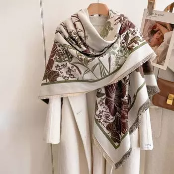 Осенне-зимний ирисовый принт ретро свежий модный элегантный женский теплый шарф шаль для кондиционера 130-130cm красный