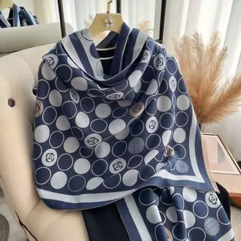 Осенне-зимний известный камелия украшение модный женский теплый шарф короткая борода кисточка удлиненная шаль 185*65cm коричневый