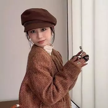 Осенне-зимний капюшон Майяра Детская шерстяная шапка Универсальная восьмиугольная шапка Беретная модная шапка-облако M55-58cm