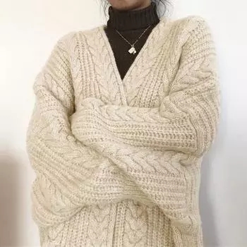 Осенне-зимний кардиган Новые длинные рукава шерстяные кардиганы женские длинные топы теплые свитера кардиганы One size серый