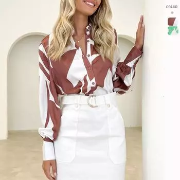 Осенне-зимний кардиган, повседневная рубашка с рукавами-фонариками для женщин S