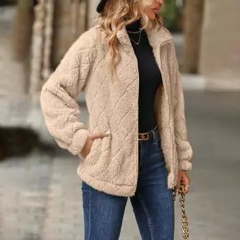 Осенне-зимний кардиган с длинным рукавом для женщин на молнии S винный