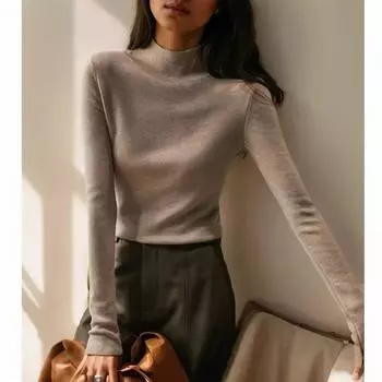 Осенне-зимний классический свитер, пуловер с высоким воротником, модная одежда, тонкий трикотаж с длинными рукавами, повседневная одежда 29926 One Size орион