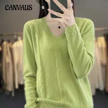 Осенне-зимний клеевой свитер с v-образным вырезом, короткий свободный стереоскопический вязаный нижний свитер S слоновая кость