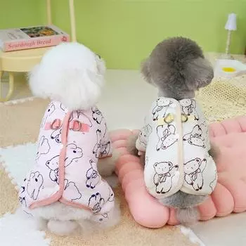 Осенне-зимний комбинезон для четвероногих питомцев, парки для собак, плюшевый мишка, маленькая собака, кошка, пальто для четвероногих питомцев, одежда для собак, пижама для щенков XS
