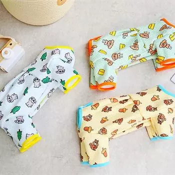 Осенне-зимний комбинезон для собак с милым принтом животных, теплая одежда для собак, пижама на четыре ноги, одежда для чихуахуа, йорка, костюм для кошки и щенка S