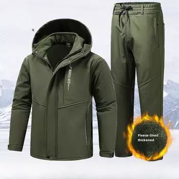 Осенне-зимний комбинезон из утолщенного бархата, мужские куртки для рыбалки на открытом воздухе, водонепроницаемые, ветрозащитные и теплые, рабочая страховая одежда, инструменты XS красный