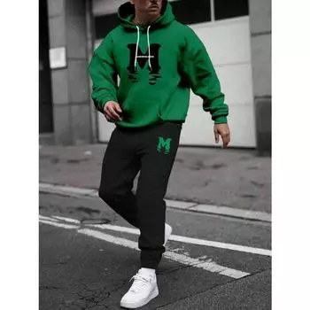 Осенне-зимний комплект из двух предметов для мужчин, женский спортивный костюм с капюшоном, качественный, удобный, повседневный, модный, повседневный S