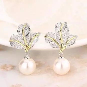 Осенне-зимний комплект из искусственного жемчуга с натуральным австралийским белым бусинами, серьги-гвоздики, серебряная цепочка-игла на ключицу, универсальный женский стиль