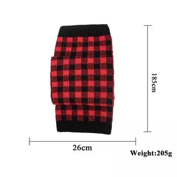 Осенне-зимний комплект из теплой вязаной шапки в красную и черную клетку, комплект из свитера, шапки и шарфа