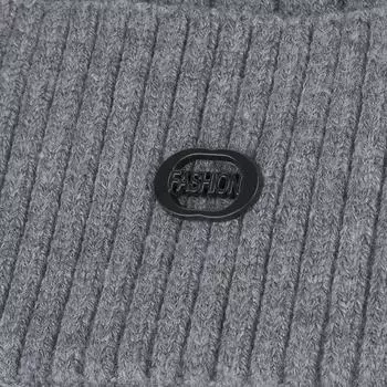 Осенне-зимний комплект из толстого бархата с полосками и железной этикеткой, шапка, шарф чёрный