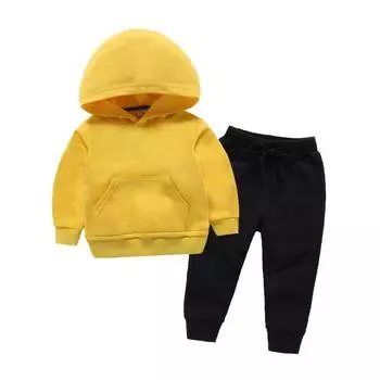 Осенне-зимний комплект спортивной одежды с капюшоном и длинными рукавами для отдыха в Европе и Америке для мальчиков и девочек 150 оранжевый