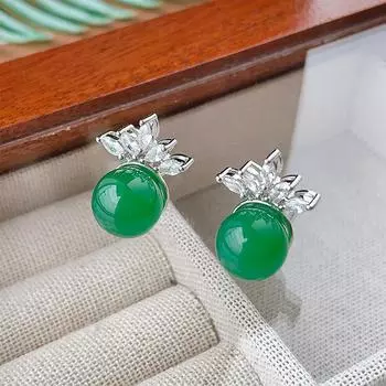 Осенне-зимний комплект украшений из натурального императорского зеленого халцедона, серьги-цепочки, элитный роскошный универсальный женский стиль