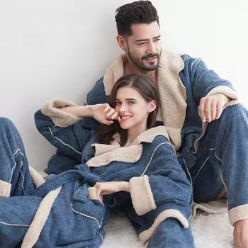 Осенне-зимний коралловый флисовый халат для пар, пижамы, женская ночная рубашка, утолщенная фланель, мужская, расширенная M
