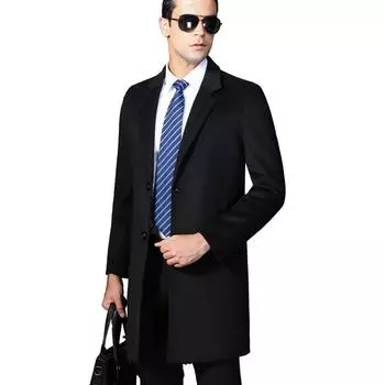 Осенне-зимний костюм, длинное шерстяное пальто с воротником и хлопковая ветровка на двух пуговицах, мужская кашемировая профессиональная рабочая куртка для людей среднего возраста 165