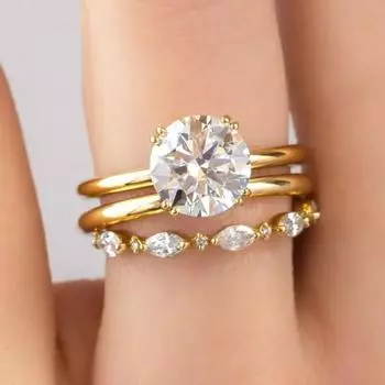 Осенне-зимний костюм Женское кольцо Трехсекционное кольцо Муассанит Ювелирные изделия No. 5