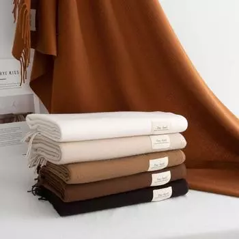 Осенне-зимний красный шарф Ankela, женский высококачественный универсальный шарф из искусственного кашемира, однотонный простой теплый шарф, шарф-шаль 200*68CM