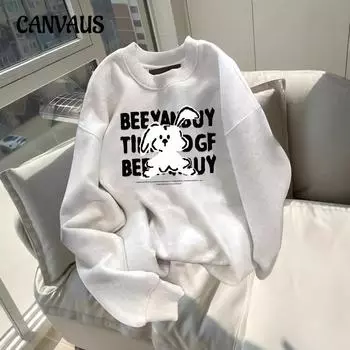 Осенне-зимний круглый вырез большого размера свободный женский парный свитер с длинным рукавом с подкладкой M