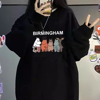 Осенне-зимний круглый вырез большого размера свободный женский парный свитер с длинным рукавом с подкладкой M чёрный