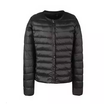 Осенне-зимний легкий пуховик для женщин с коротким круглым вырезом и длинным рукавом, легкий и тонкий, для улицы, облегающий, большого размера S серый