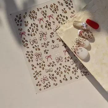Осенне-зимний леопардовый принт для ногтей, самоклеящиеся наклейки, модные банты, самодельные наклейки для ногтей, креативные самодельные украшения для ногтей, подарки A1