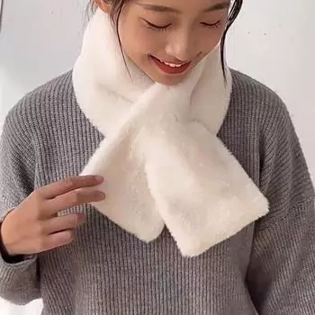 Осенне-зимний милый однотонный плюшевый шарф для девочек, универсальный шарф средней и длинной длины, студенческий простой шарф, женский шарф 83*13cm