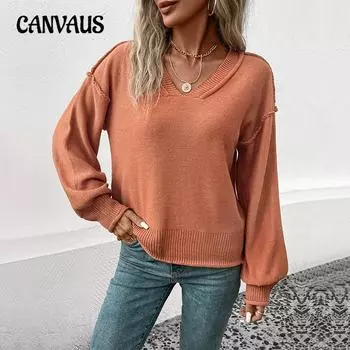 Осенне-зимний многоцветный модный женский однотонный свитер с длинным рукавом S красное дерево