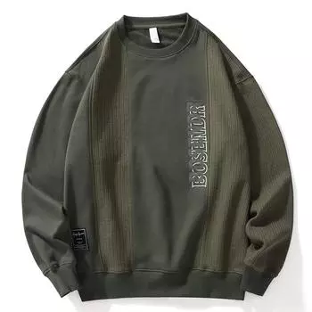 Осенне-зимний модный брендовый свитер с круглым вырезом, мужской свободный, большого размера, в американском ретро-стиле, грубый, красивый, повседневный, куртка, топ Tide M чёрный