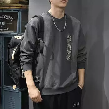 Осенне-зимний модный брендовый свитер с круглым вырезом, мужской свободный, большого размера, в американском ретро-стиле, грубый, красивый, повседневный, куртка, топ Tide M чёрный