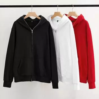 Осенне-зимний модный, повседневный, универсальный и удобный молодежный однотонный кардиган с капюшоном, мужской парный стиль S