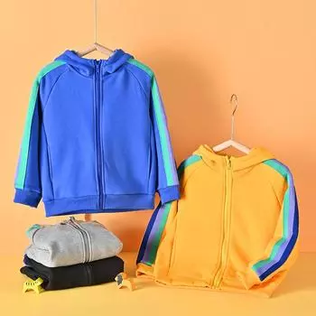 Осенне-зимний модный спортивный плюшевый свитер с капюшоном для отдыха и отдыха для мальчиков и девочек с длинными рукавами 150 чёрный