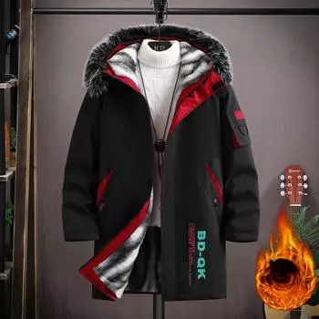 Осенне-зимний модный тренд, длинный теплый плащ, мужское повседневное свободное комфортное утепленное флисовое пальто большого размера XS чёрный