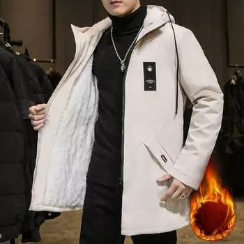 Осенне-зимний модный тренд, однотонное флисовое пальто большого размера для мужчин, повседневное свободное толстое теплое пальто большого размера XS хаки