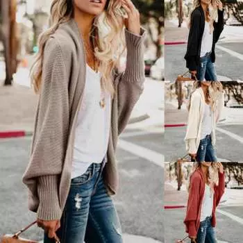 Осенне-зимний модный женский вязаный кардиган, свитер с длинными рукавами, верхняя одежда L армия зеленый