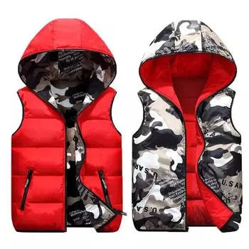 Осенне-зимний модный жилет с капюшоном, повседневный утепленный жилет для пар унисекс S темно-синий