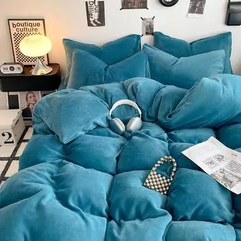 Осенне-зимний молочный бархатный пододеяльник однотонный двойной лоскутный толстый теплый пододеяльник 180x220 220x240 постельное белье для двухместного использования 150x200cm 1pcs