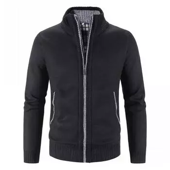 Осенне-зимний мужской бархатный толстый свитер, повседневный тонкий свитер, куртка, однотонный кардиган M оранжевый