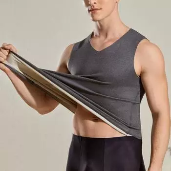 Осенне-зимний мужской флисовый утепленный топ-майка мужской кашемировый бесшовный тонкий с V-образным вырезом базовый однотонный повседневный жилет без рукавов L красный