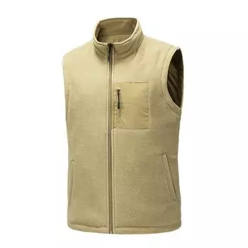 Осенне-зимний мужской флисовый жилет с флисом для сохранения тепла и повседневный жилет, носите жилет с несколькими карманами с обеих сторон в качестве основы M армия зеленый