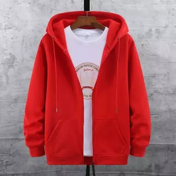 Осенне-зимний мужской хлопковый свитер с капюшоном на молнии, кардиган большого размера, свободный однотонный тренд, бархатное теплое пальто XL серый