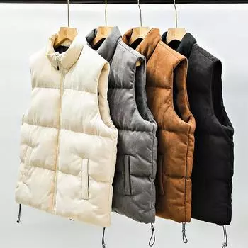 Осенне-зимний мужской хлопковый жилет, толстый теплый мужской жилет без рукавов, модные жилеты в стиле Харадзюку M чёрный