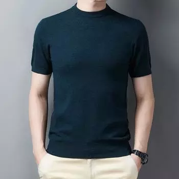 Осенне-зимний мужской кардиган с короткими рукавами, модный повседневный пуловер, универсальный свитер с круглым вырезом, мужской свитер M