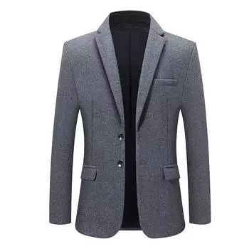 Осенне-зимний мужской костюм для людей среднего возраста, мужской повседневный утепленный костюм, мужская куртка M серый