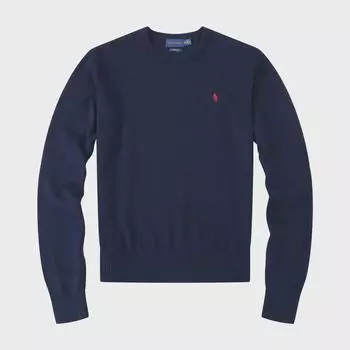 Осенне-зимний мужской повседневный тонкий свитер из хлопка с круглым вырезом и логотипом RL Pony M белый