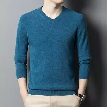 Осенне-зимний мужской шерстяной свитер, модный пуловер с V-образным вырезом, шерстяной свитер для мужчин M