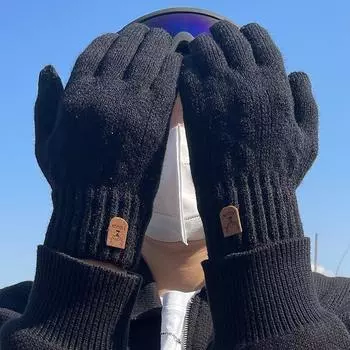 Осенне-зимний мужской шерстяной трикотажный электровелосипед с сенсорным экраном для езды и вождения, плюс бархат и утолщение для студентов для защиты от холода One Size