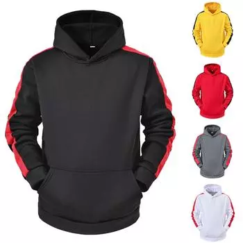 Осенне-зимний мужской свитер с капюшоном, мужской свитер с длинным рукавом, топ L чёрный