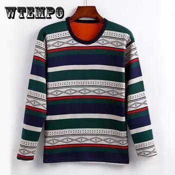 Осенне-зимний мужской свитер с круглым вырезом, тепловой пуловер в стиле ретро, мягкий свободный повседневный свитер, термобелье 3XL